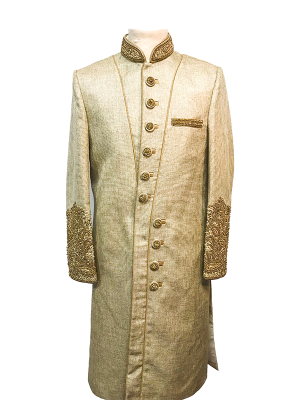 Beige Gold Coloured Sherwani