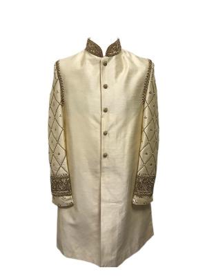 Light Gold Raw Silk Sherwani
