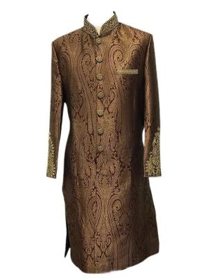 Maroon Gold Brocade Sherwani