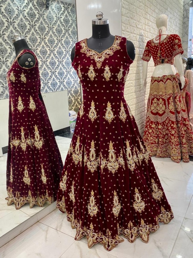 Bridal Velvet Gown Long Dress