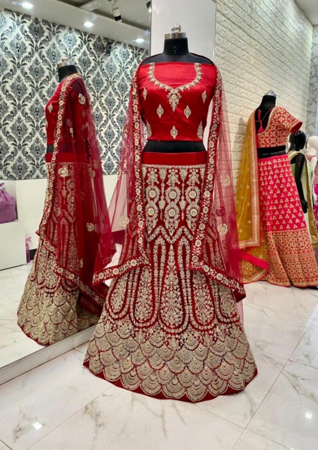 Red Bridal Embroidered Lehenga Choli