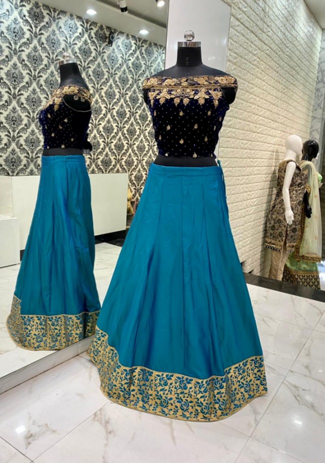 Turquoise Silk Lehenga Choli