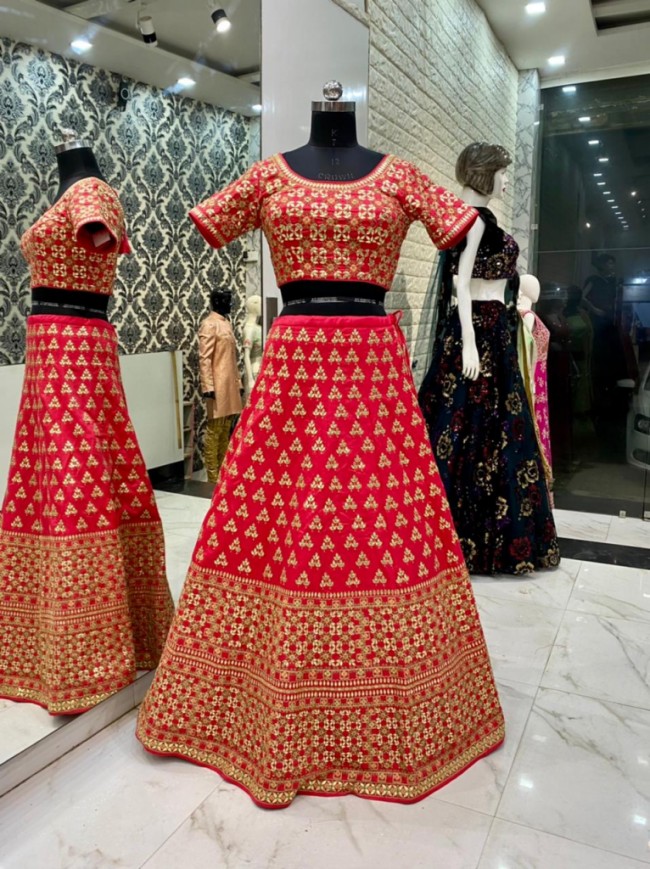 Red Bridal Silk Lehenga Choli