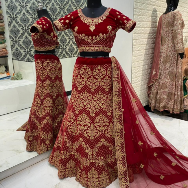 Red Bridal Silk Lehenga Choli