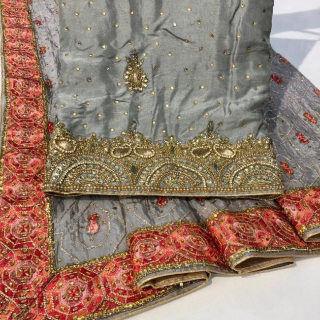 Grey Georgette 3 Piece Suit