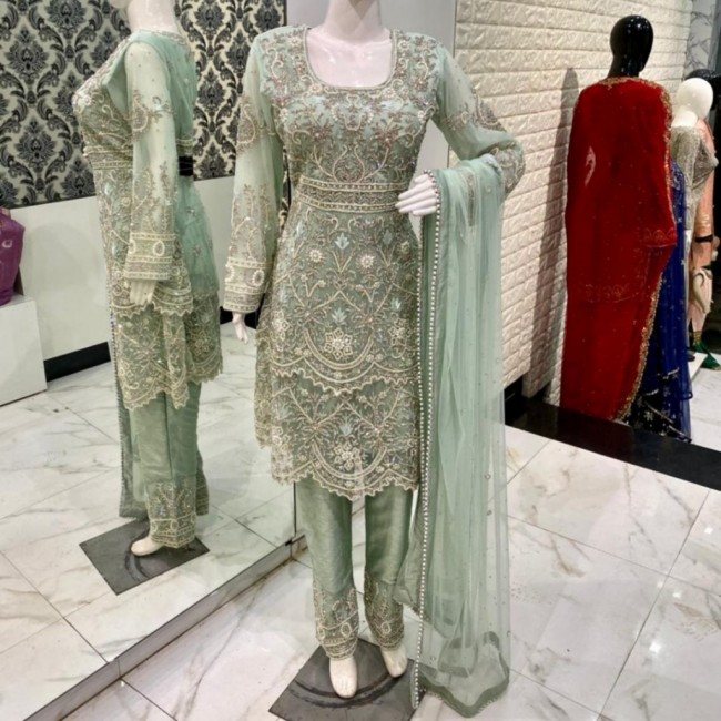 Green Peplum Dress Suit