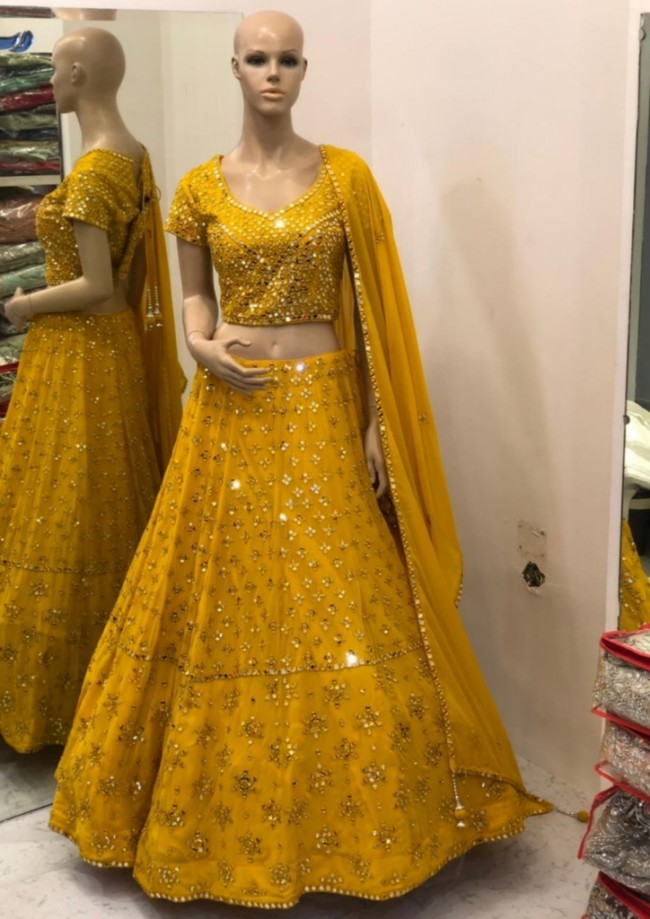 Yellow Silk Lehenga Choli