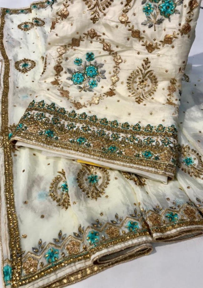 Off White Georgette Punjabi Suit