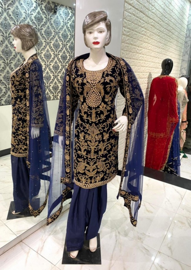Navy Blue Kameez Suit