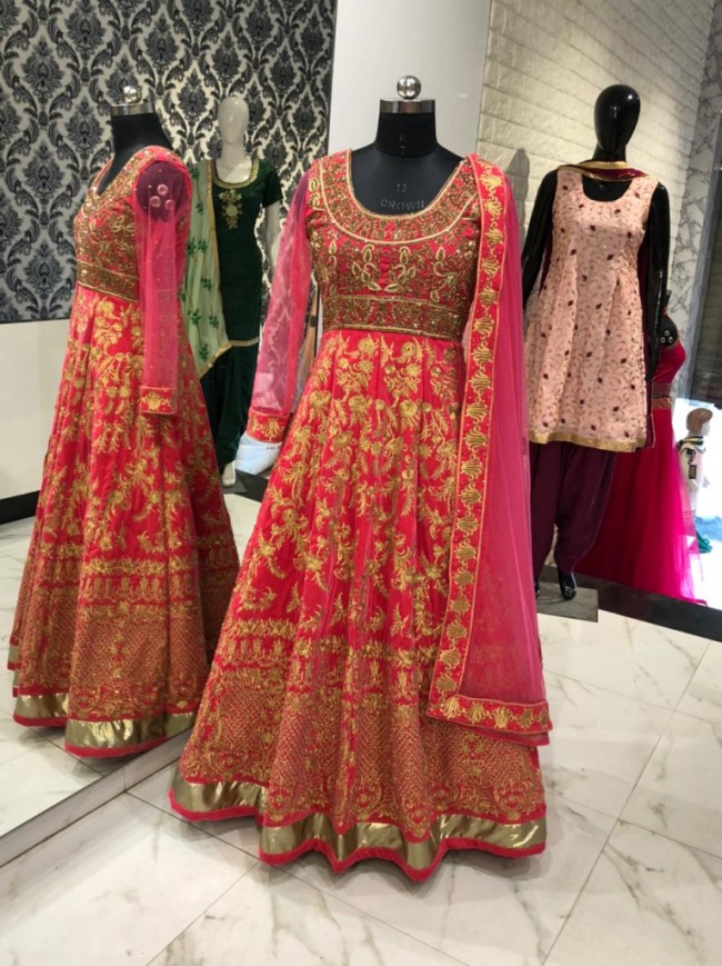 Pink Gold Georgette Gown